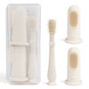 Ali+Oli Oral Care Set for Baby (Ivory) Includes Dual-Sided Baby Finger Toothbrush x 2, Tongue Scraper for Baby, Protective Case, BPA, Phthalate, and PVC Free, Food-Grade Baby Care Products for Infants