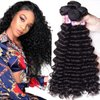 UNice Hair 10A Brazilian Deep Wave Human Hair 3 Bundles Weaves Unprocessed Real Raw Virgin Human Hair Extensions Natural Color (16 18 20)