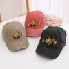 Cute Embroidery Excavator Kids Baseball Cap Adjustable Cotton Washed Vintage Cowboy Hat for Boys Girls Age 2-8 Khaki