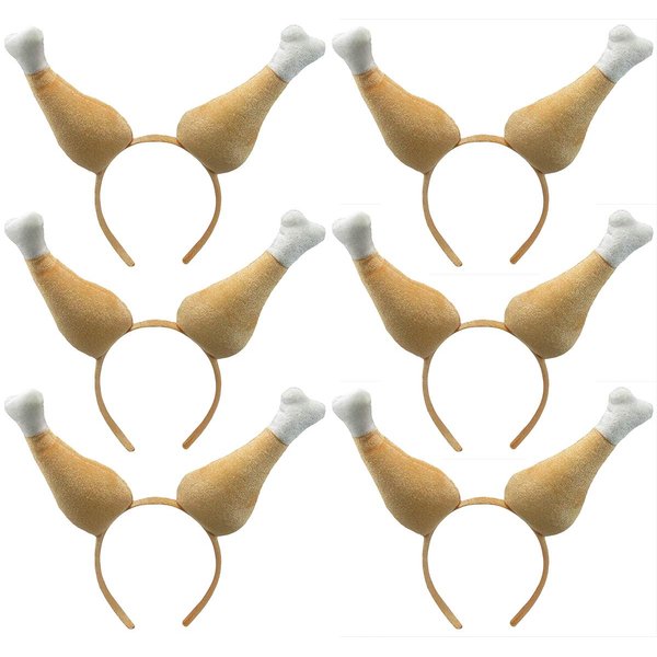 Nicky Bigs Novelties Giant Thanksgiving Turkey Legs Drumstick Boppers Hat Headband Holiday Accessory (4-Pack) Brown