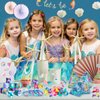 Eunvabir 128 Pcs Mermaid Party Favors for Kids, Mermaid Themed Birthday Party Decorations Toys for Girls, Mermaid Goodie Bag Pinata Basket Stuffers Fillers Hair Accessories Gifts Supplies for Classroom Prizes