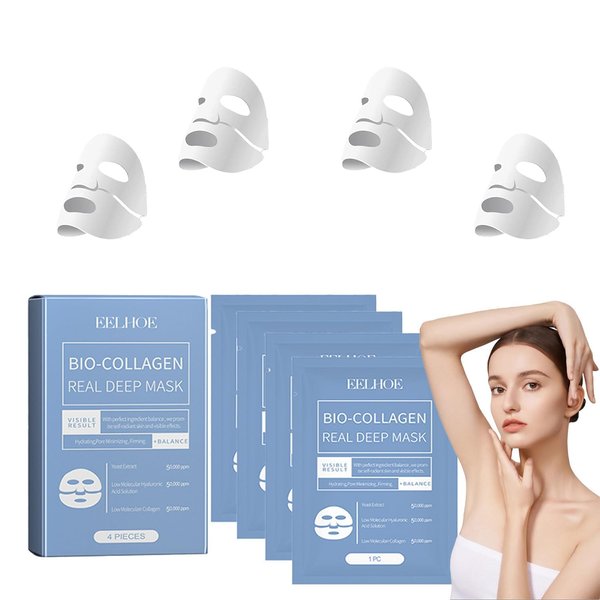 LEDeng Sungboon Anti Wrinkle Mask, Sungboon Collagen Mask, Skinqueen Bio Collagen Deep Mask, Bio-Collagen Face Mask, Pure Collagen Mask Korean Deep Hydrating Firming Overnight Hydrogel Mask(4pcs/Box)