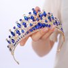BERYUAN Blue Crystal Rhinestone Wedding Headband Royal Queen Crystal Headpiece Vintage Baroque Queen Teardrop Rhinestone Headband Glod Royal Blue Rhinestone Hairpiece for Birthday Party Favors