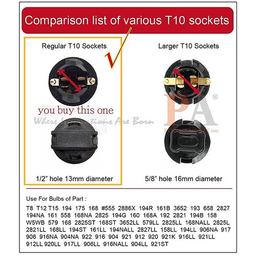 PA LED 10 PCS 194 T10 #555 Pinball Machine Light Bulb Socket Twist Lock Wedge Instrument Base