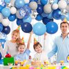 Amandir Navy Blue Balloons Arch Garland Kit, 144Pcs Royal Light Blue Confetti Silver Star Foil Balloons for Blue Boys Birthday Baby Shower Wedding Party Decorations Supplies &4Pcs Tools