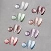 MIZHSE Cat Eye Gel Nail Polish, 8 Colors Ceramic Magnetic Gel Polish Set with Magnet Stick, Crystal Shimmer Silver Brown Green Purple Colors Nail Gel Soak Off Nail Art Salon Home Gift for Women