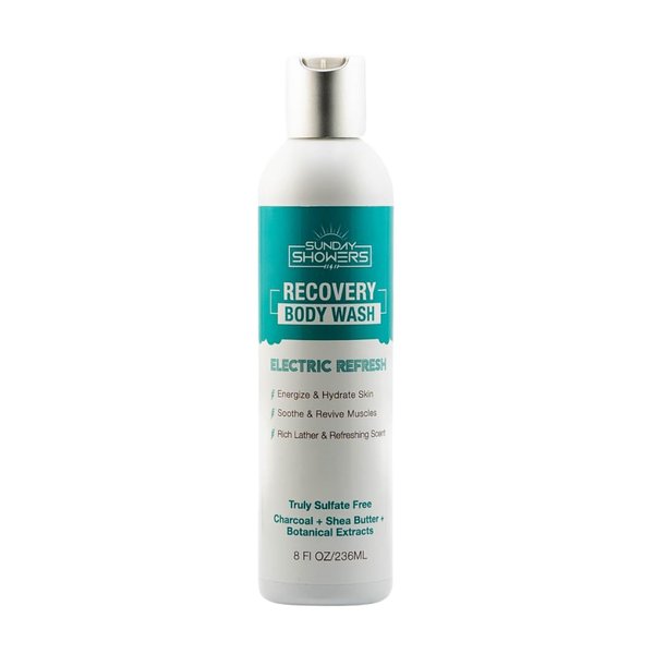 Sunday Showers All Natural Recovery Body Wash - Revitalize and Rejuvenate with clean premium ingredients: Charcoal, Shea Butter, Eucalyptus, Tea Tree, Coconut Oil, Rosemary, Chamomile, Sage