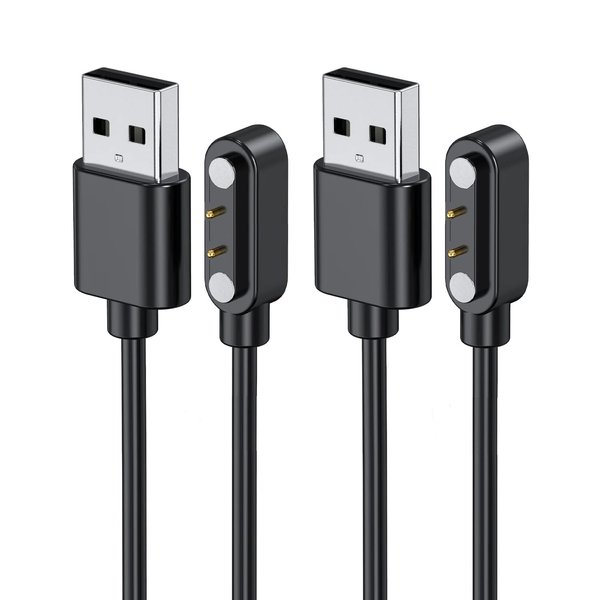 KONXISA Charger Cable for‎ MMBX IDW26 1.83" Smartwatch, Charging USB Cable with Magnetic Adsorption, Universal Magnetic Charging Cord with High Durability, Lightweight and Easy to Carry (Set of 2)