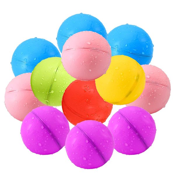 SOPPYCID Reusable Water Bomb Balloons, 12Pack Magnetic Water Balloons Quick Fill, Self Sealing Water Balloons for Kids, Latex-Free Splash Balls with Mesh Bag, Pool Toys Outdoor Games