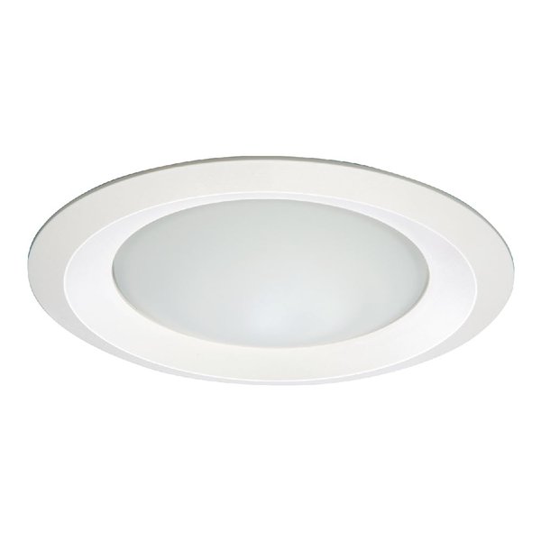 HALO E26 Series 6 in. White Recessed Ceiling Light Fixture Trim with Frosted Glass Lens, Wet Rated Shower Light