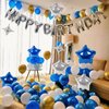 CANREVEL Happy Birthday Banner 13pcs 16 Inch Mylar Foil Letters with 12pcs Star Balloons Birthday Party Decorations for Kids and Adults - 3D Silver Blue