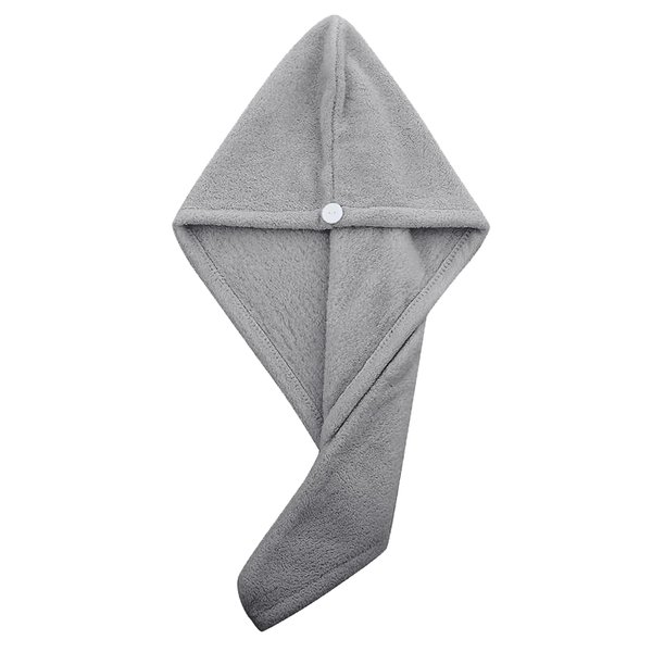 Pugnum Microfiber Hair Towel,Super Absorbent Hair Turbans for Wet Hair Anti Frizz Head Towels Wrap Drying Towels with Button for Long,Curly and Thick Hair (Gray)