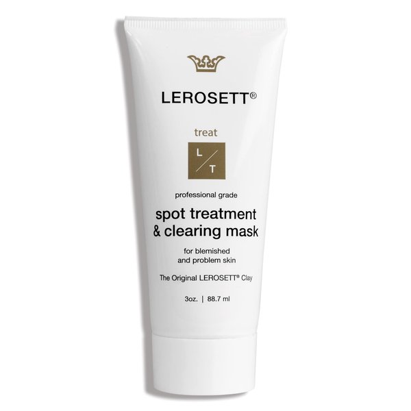 LEROSETT Spot Treatment & Clay Mask - Swedish Facial Clay for Acne, Oily & Congested Skin, Blemishes, Blackheads, Pimples, Ingrown Hairs, Tighten Pores. Fast-Drying. Natural. Vegan. 650+ Uses 3oz