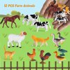 Baegzgx 12 Piece Miniature Farm Animal Toy Set, Realistic Plastic Animal Figures for Kids, Birthday Cake Toppers, Easter Egg Stuffers