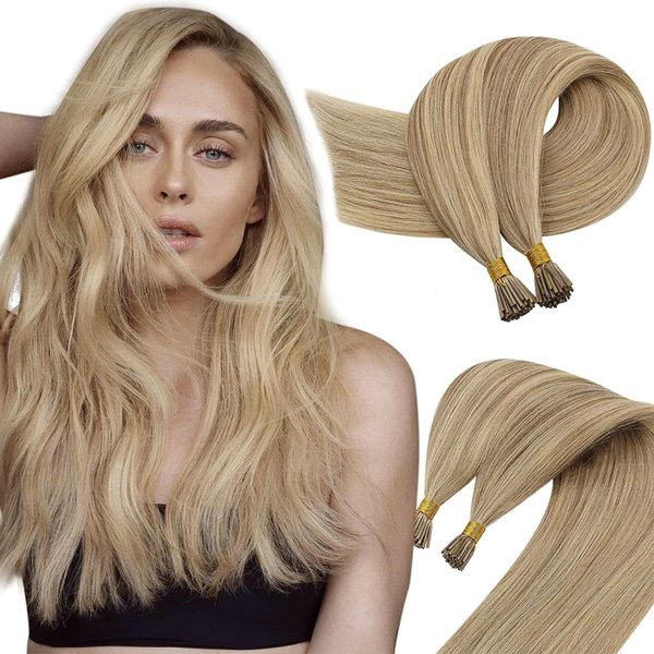 Sunny I Tip Hair Extensions Human Hair Blonde Highlight Itip Hair Extensions Ash Blonde Highlight Golden Blonde I Tip Human Hair Extensions 14inch Itip Hair Extensions Blonde Highlight 50g 14inch 80s