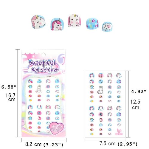 Fanoshon Unicorn 3D Nail Art Stickers Decals Self-Adhesive for Kids Little Girls, 270+ Cute Nail Tip Star Crown Princess Nail Manicure for Fingernails Toenails Birthday Party Supplies Gift Favors