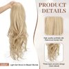 KooKaStyle Ponytail Extensions, 22 inch Long Drawstring Wavy Clip in Ponytail Hair Extensions Light Ash Brown & Bleach Blonde Layered Synthetic Hairpiece for Women