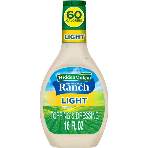 Hidden Valley Original Ranch Light Salad Dressing & Topping, Gluten Free - 16 Ounce Bottle
