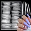 LuckForever 240pc XL Almond Gel X Nail Tips Clear Fake Nails Extra Long Almond Nail Tips Full Cover Artificial Fingernails XL Soft Gel False Nail Tips for Acrylic Nail Extension Press on Nail Making