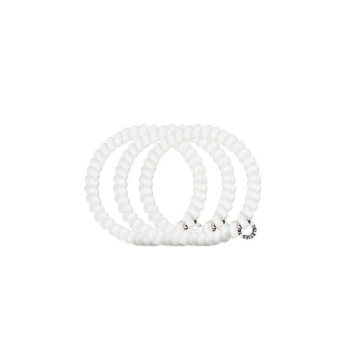 TELETIES - Spiral Hair Coils - Ponytail Holder Hair Ties for Women - Phone Cord Hair Ties - Strong Grip, No Rip, Water Resistant, No Crease Hair Tie Coils - 3 pack (Small, Coconut White)