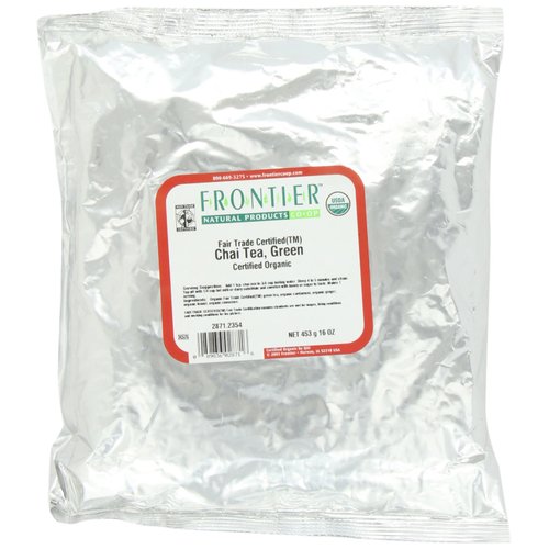 Frontier Co-op Organic Chai Green Tea, 1-Pound Bulk, Robust Combination of Green Tea & Spices, Great as Hot Tea, Fair Trade
