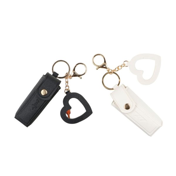 zaoalife 2Pcs Women Black and White Lip Gloss Bag Zero Wallet Keychain, Portable Soft Leather Lipstick Bag Mini Storage Bag