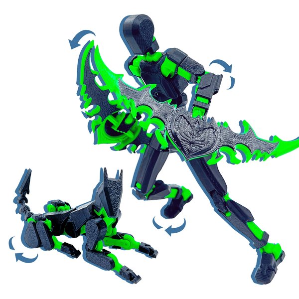 T13 (Assembly Completed) T13 Action Figure Set, 3D Printed Toys Robo 13 Action Figure Dummy 13 Titan 13 Action Figure Nova 13 Stick Titan Action Figure (Black + Green)