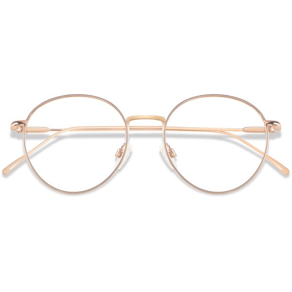 ANDWOOD Blue Light Blocking Glasses Women Men Computer Small Face Clear Bluelight Blocker Metal Frame Round Rose Gold