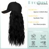 Lansigreen Hat Wig for Women Baseball Cap with Hair Extensions Adjustable Hat Attached 24" Long Wavy Hairpieces Synthetic Wig Dark Black