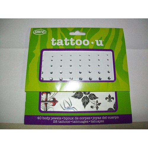 Tattoo - U, 28 Temporary Tattoos and 40 Body Jewels - True Love