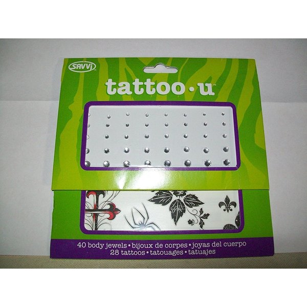 Tattoo - U, 28 Temporary Tattoos and 40 Body Jewels - True Love