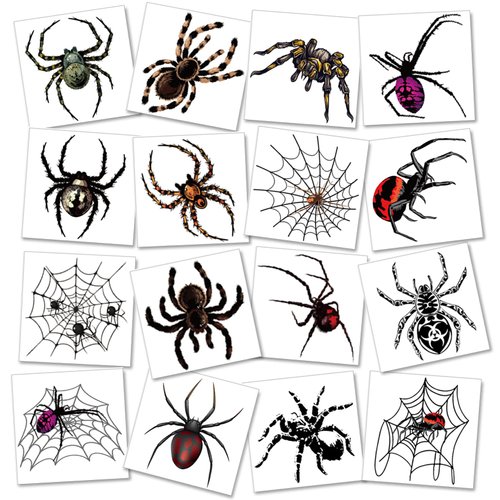 Casciybo 10 Sheets Halloween Spider Web Temporary Tattoos for kids Adults, Realistic Spider Fake Tattoo Stickers Halloween Cosplay Party Favors, Halloween Gifts Goodie Bag Fillers