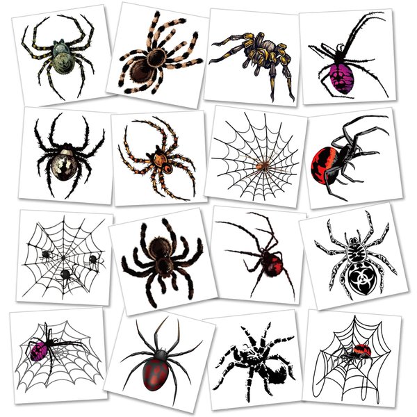 Casciybo 10 Sheets Halloween Spider Web Temporary Tattoos for kids Adults, Realistic Spider Fake Tattoo Stickers Halloween Cosplay Party Favors, Halloween Gifts Goodie Bag Fillers