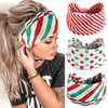 Ainuno Wide Boho Christmas Headbands for Women Red Green Polka Dots Stripe Workout Thick Party Bandana Headband Winter Fashion Yoga Head Bands Hair Knotted Elastic Stretch Headwear Pack of 3