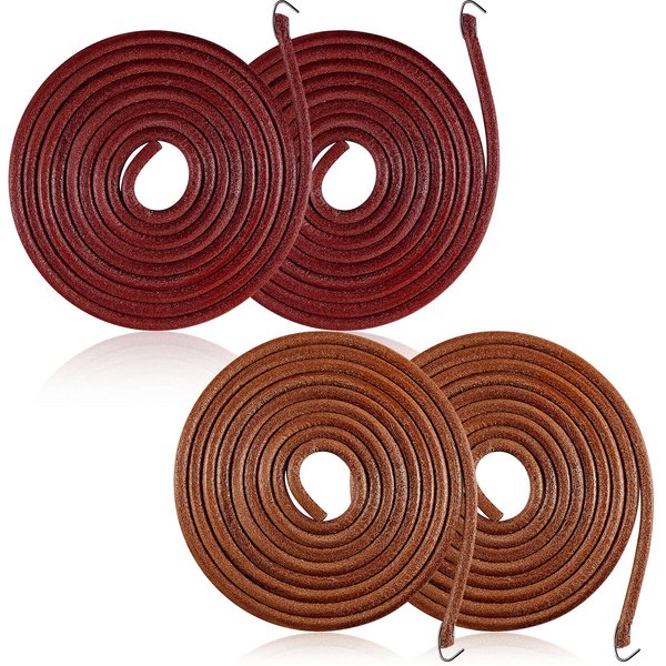 4 Pieces Treadle Sewing Machine Belt 72 x 3/16 Inch Sewing Machine Leather Belt with Hook Cow Leather Belt Replacement Sewing Machine Accessories Parts for Universal Pedal Sewing Machines
