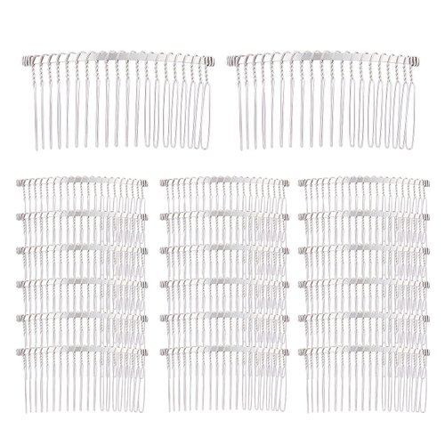 Lawie 20 Pack Bulk 20 Teeth Silver Metal Side Hair Combs Wire Twist Hair Clips Wedding Bridal Veil Combs Decorative Headpiece French Twist Updo Bun Accessories