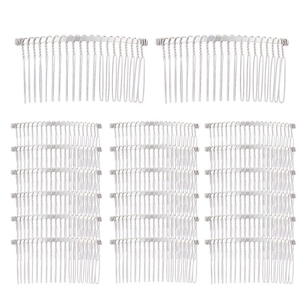 Lawie 20 Pack Bulk 20 Teeth Silver Metal Side Hair Combs Wire Twist Hair Clips Wedding Bridal Veil Combs Decorative Headpiece French Twist Updo Bun Accessories