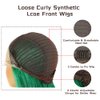 BABEHERS Dark Green Lace Front Wigs 13x3 Synthetic Lace Front Wig Loose Curly Wigs for Women 24 Inch Long Wavy Synthetic Lace Front Wig Wave Heat Resistant 150% Density