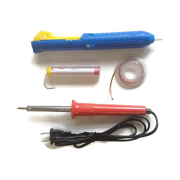 40W Professional Soldering Iron Kit (Soldering Iron 40W + 7' (7 Feet) Soldering Wire 60/40 rosin core + 5' (5 Feet) Solder wick 0.1" thickness + Desoldering Pump)