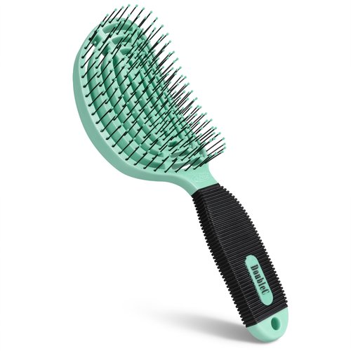 NuWay 4HAIR DoubleC U.S. Patented Double Curved Detangling Brush is Hair Dryer Safe (Mint Green)