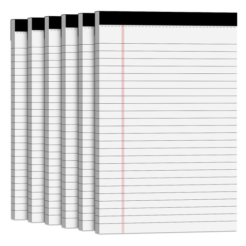 Note Pads 5x8 Small Legal Pads White Notepad, 6 Pack, Narrow Ruled Notepads, Micro Perforated Legal Writing Pads Memo Pad, 30 Sheet/Note Pad, Notebook Paper Tablet for School, Lined Legal Pad 5x8''
