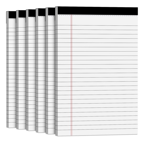 Note Pads 5x8 Small Legal Pads White Notepad, 6 Pack, Narrow Ruled Notepads, Micro Perforated Legal Writing Pads Memo Pad, 30 Sheet/Note Pad, Notebook Paper Tablet for School, Lined Legal Pad 5x8''