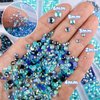 Kikonoke 5 Boxes Nail Art Rhinestones Kit 3D Flatback Jelly Crystal Gems Diamantes Design for Crafts Face Clothes Glass Decorations DIY (Blue)