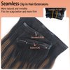 Seamless Clip in Hair Extensions Human Hair, 12 Inch Remy Human Hair Extensions Clip Ins Ombre Natural Black to Chestnut Brown Straight Invisible PU Clip in Real Human Hair Extensions 90g 7pcs