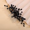 Rumtock Black Rhinestones Beads Black Hair Comb Side Headpiece for Wedding Brides Women Girls Handmade Hair Accessories (Black)
