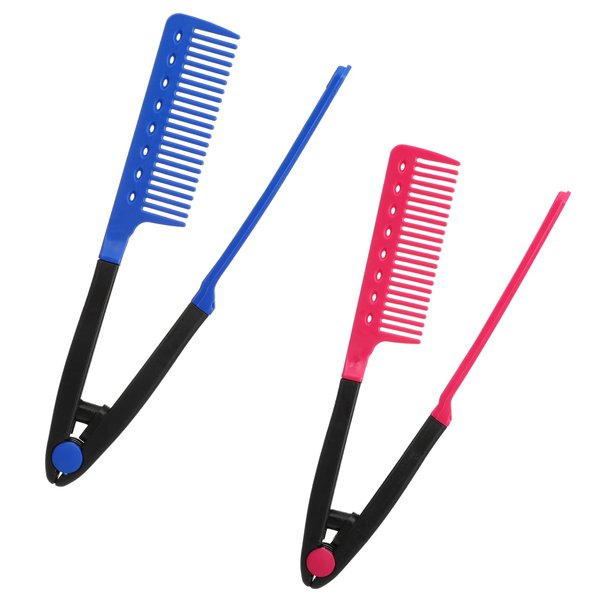 2 Pack Hair Straightening Comb Set, Comb Straightener for Women, Hairdressing Styling Hair Straightener V-Shaped Straight Comb, Straightener Comb for Knotty Hair Salon Home Use