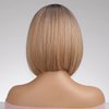 PATTNIUM Brown Blonde Bob Wig for Women Short Brown Mixed Blonde Wig Short Straight Ombre Blonde Bob Wig Heat Resistant Synthetic Wig with Wig Cap (Ombre Brown)