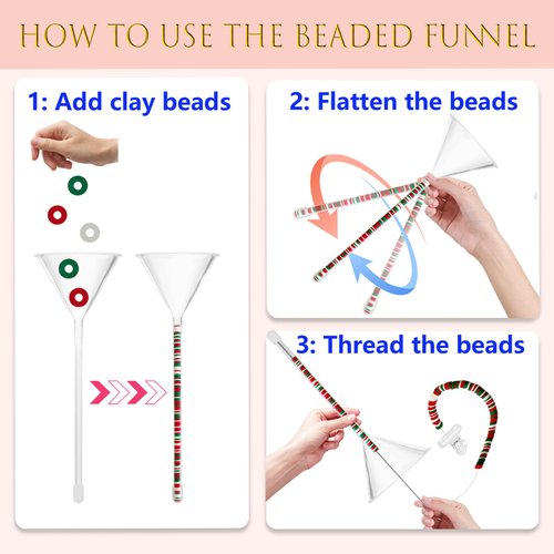 XLicarmi 2PCS Beading Funnel Kit, Clay Beads Bracelet Making Kit, Clay Beads Beading Tools for Jewelry Making, Friendship Bracelet Making, Comes with Beading Funnel, Beading Needle, Clip,Elastic Rope
