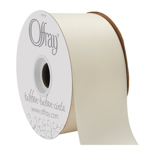 Berwick Offray 2.25" Wide Double Face Satin Ribbon, Antique White Ivory, 50 Yds