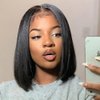 ISEE Hair Glueless Wear and Go Wigs for Beginners Lace Front Wigs for Black Women Human Hair Short Straight Bob Human Hair Wigs Lace Pre Cut Wig 12 Inch